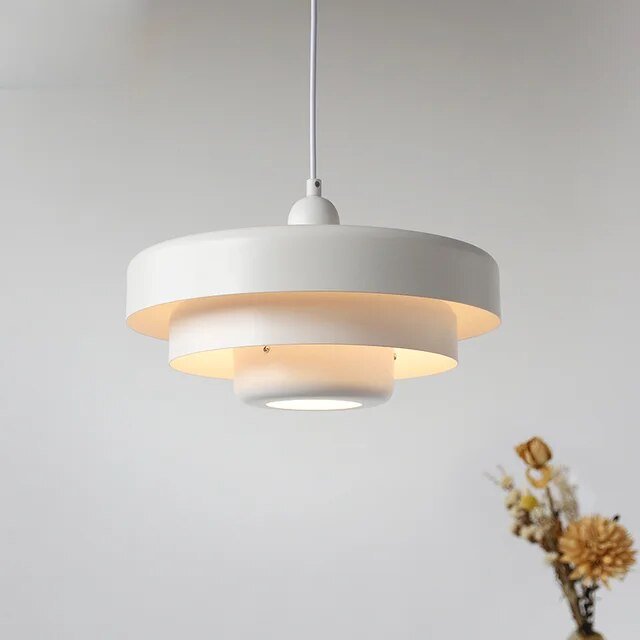 Modern Tiered Shade Pendant Light Fixture, 12-Inch Diameter