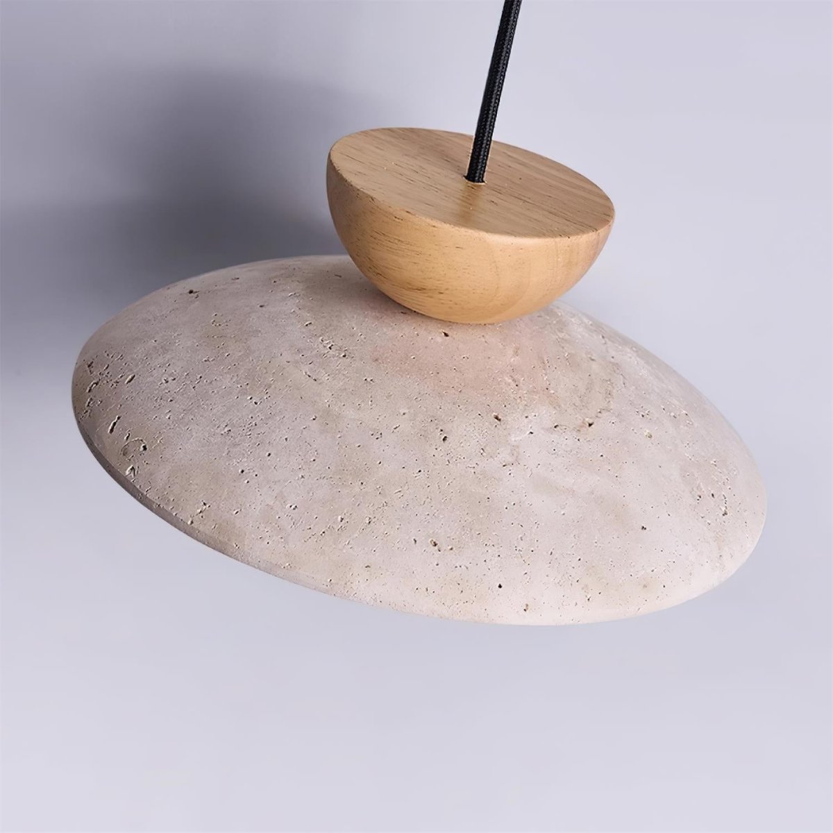 Layered Timber And Stone Pendant Decorative Ceiling Light Fixture