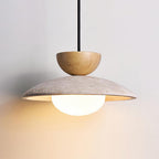 Layered Timber And Stone Pendant Decorative Ceiling Light Fixture