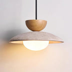 Layered Timber And Stone Pendant Decorative Ceiling Light Fixture