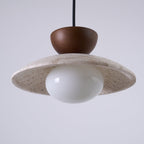 Layered Timber And Stone Pendant Decorative Ceiling Light Fixture