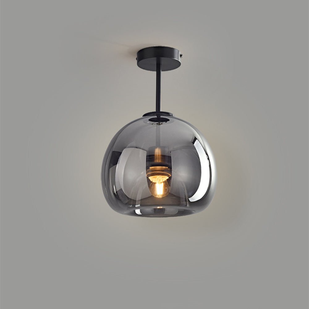 Ceiling Light With Glass Bowl Shade Semi Mount For Living Rooms And Hallways
