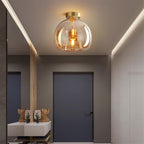 Ceiling Light With Glass Bowl Shade Semi Mount For Living Rooms And Hallways