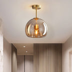 Ceiling Light With Glass Bowl Shade Semi Mount For Living Rooms And Hallways