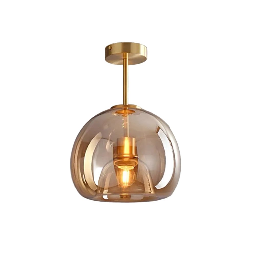 Ceiling Light With Glass Bowl Shade Semi Mount For Living Rooms And Hallways