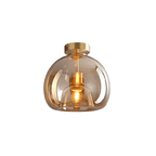 Ceiling Light With Glass Bowl Shade Semi Mount For Living Rooms And Hallways