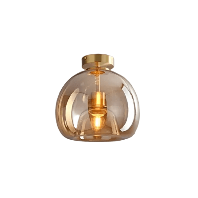 Ceiling Light With Glass Bowl Shade Semi Mount For Living Rooms And Hallways