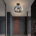 Ceiling Light With Glass Bowl Shade Semi Mount For Living Rooms And Hallways