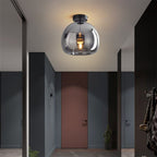 Ceiling Light With Glass Bowl Shade Semi Mount For Living Rooms And Hallways