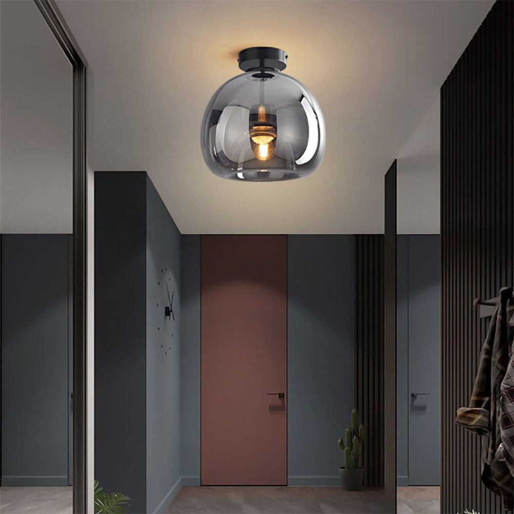 Ceiling Light With Glass Bowl Shade Semi Mount For Living Rooms And Hallways