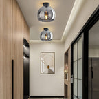 Ceiling Light With Glass Bowl Shade Semi Mount For Living Rooms And Hallways