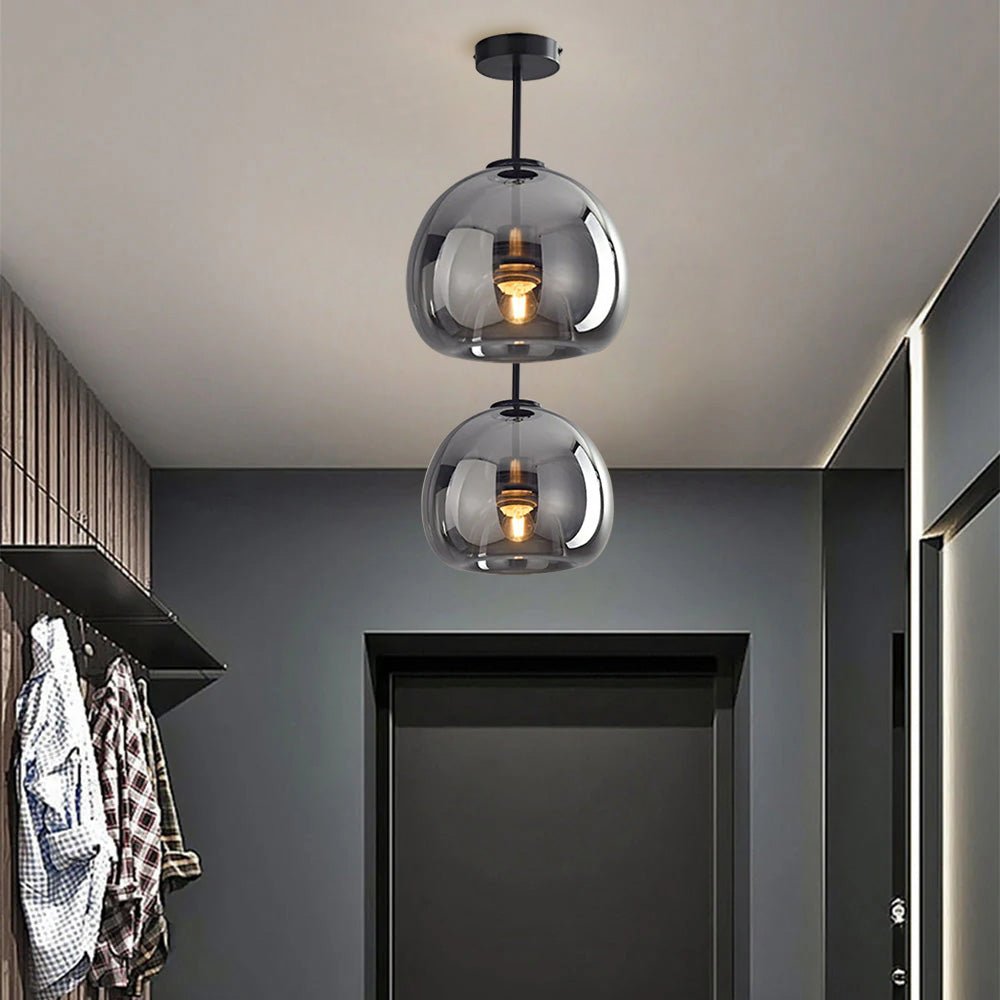 Ceiling Light With Glass Bowl Shade Semi Mount For Living Rooms And Hallways