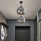 Ceiling Light With Glass Bowl Shade Semi Mount For Living Rooms And Hallways