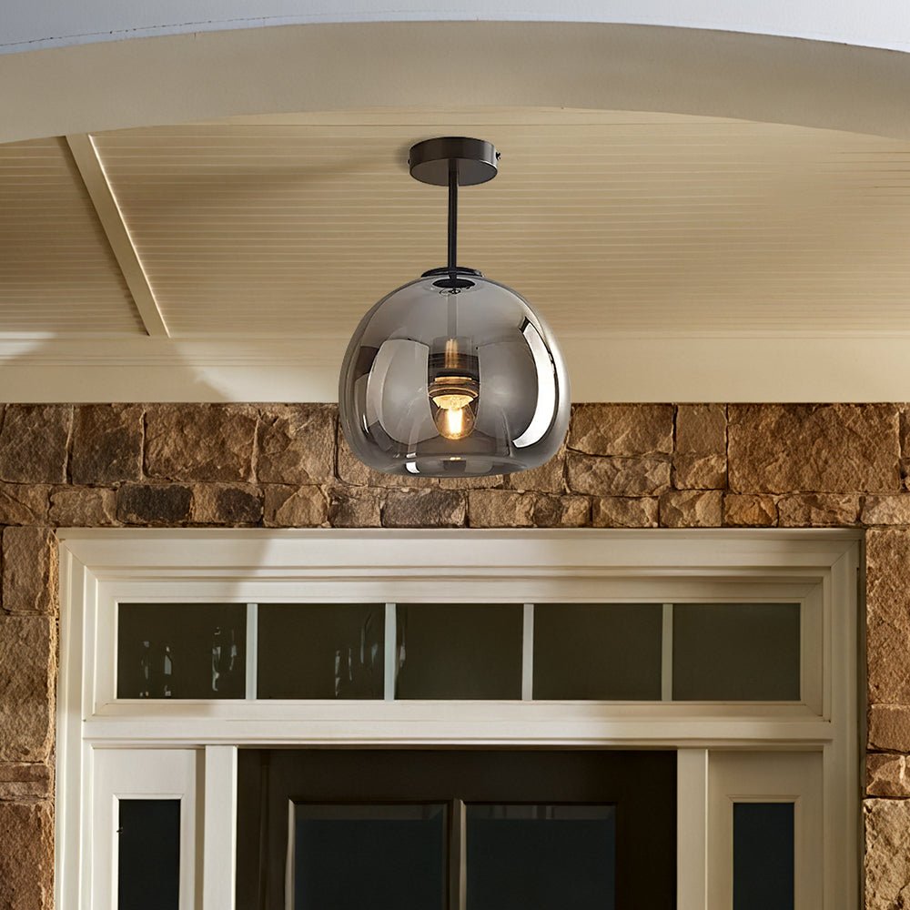 Ceiling Light With Glass Bowl Shade Semi Mount For Living Rooms And Hallways