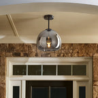 Ceiling Light With Glass Bowl Shade Semi Mount For Living Rooms And Hallways