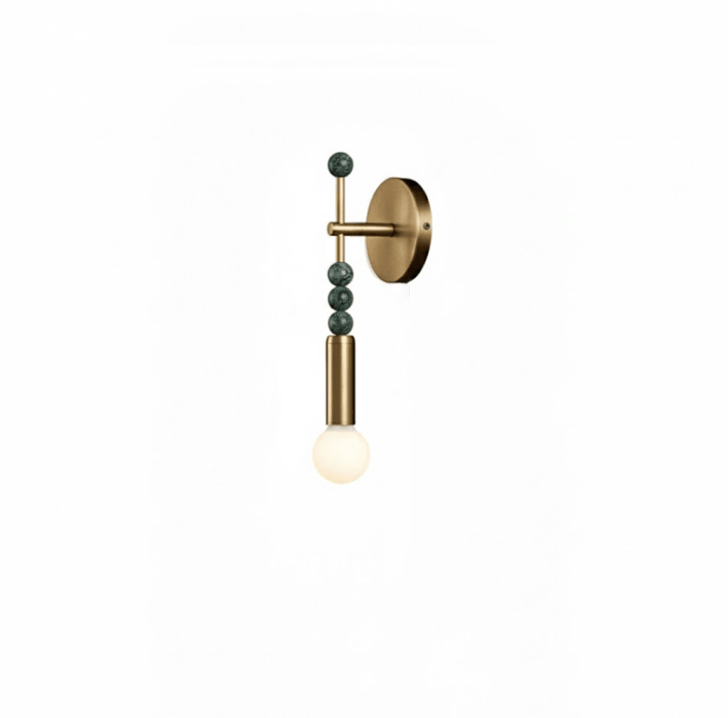 Antique brass wall sconce with black marble accent upright