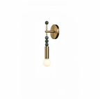 Antique brass wall sconce with black marble accent upright