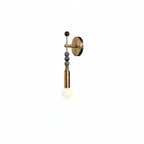 Brass wall sconce with brown jasper stone detail shown upright
