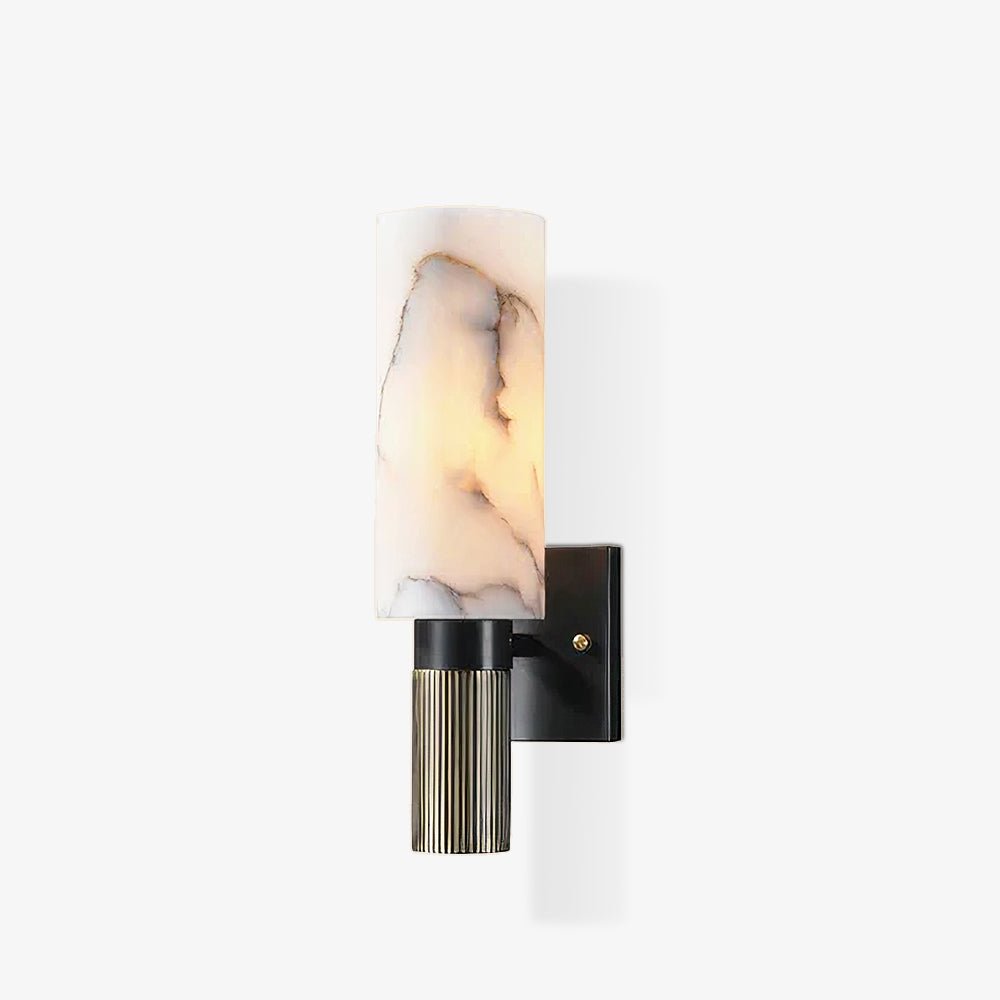 Eldric Alabaster Torch Wall Sconce, Blackened Brass, E14 Socket, LED or Edison Bulb