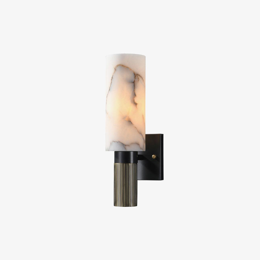 Eldric Alabaster Torch Wall Sconce, Blackened Brass, E14 Socket, LED or Edison Bulb