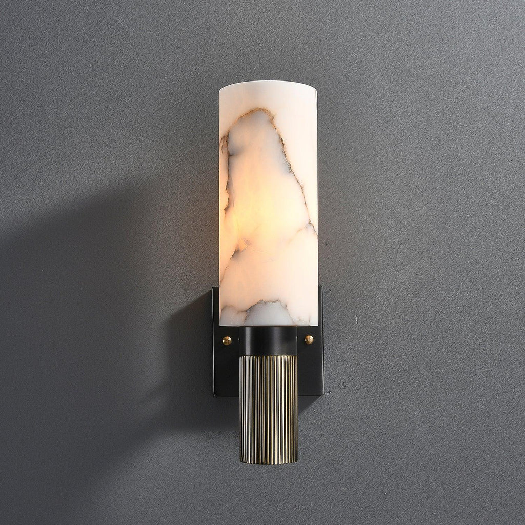 Eldric Alabaster Torch Wall Sconce, Blackened Brass, E14 Socket, LED or Edison Bulb