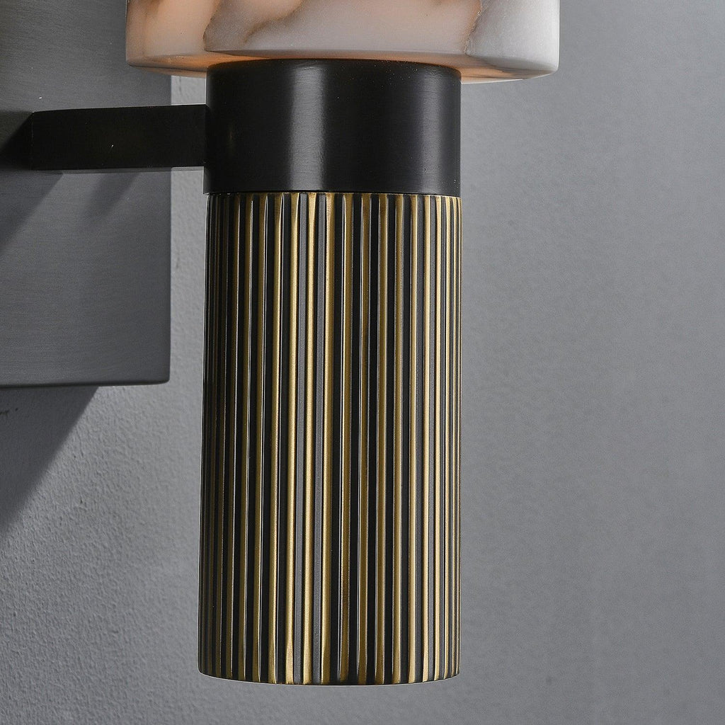 Eldric Alabaster Torch Wall Sconce, Blackened Brass, E14 Socket, LED or Edison Bulb