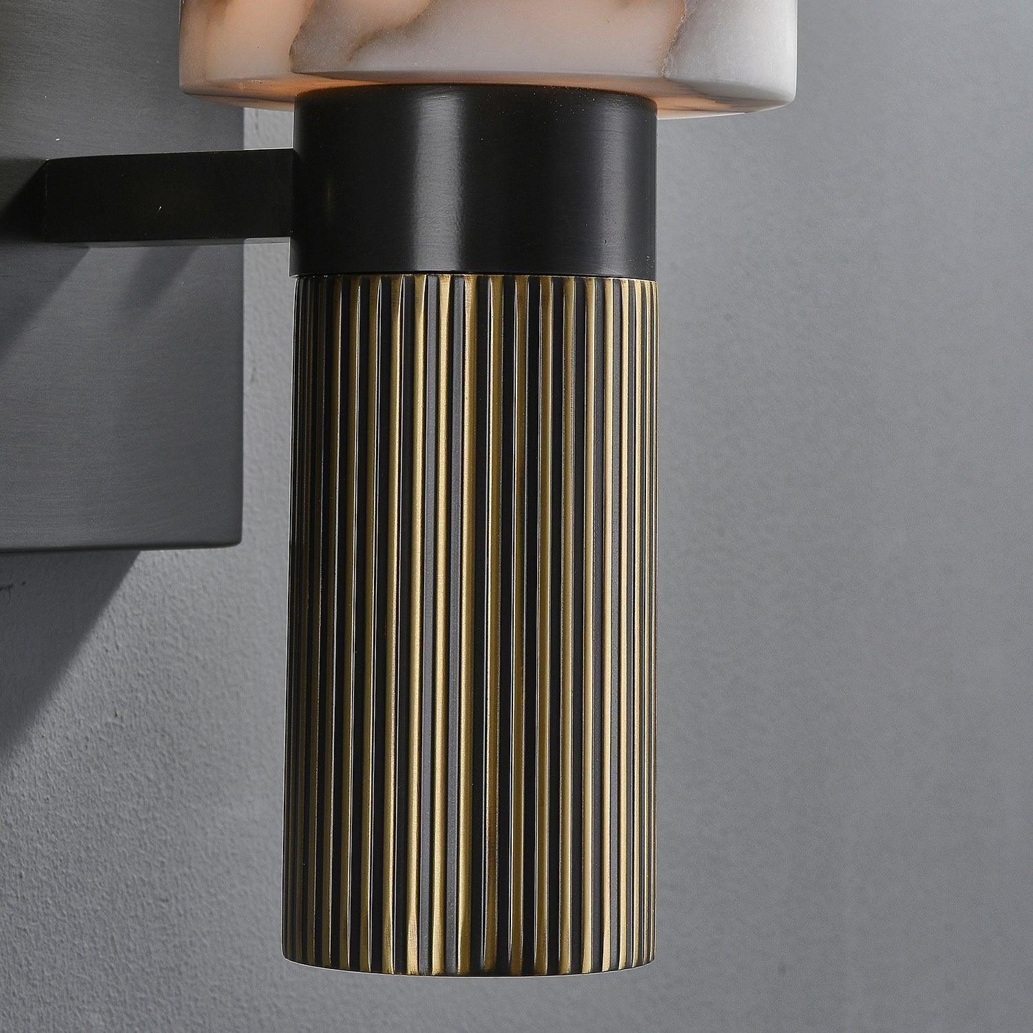 Eldric Alabaster Torch Wall Sconce, Blackened Brass, E14 Socket, LED or Edison Bulb
