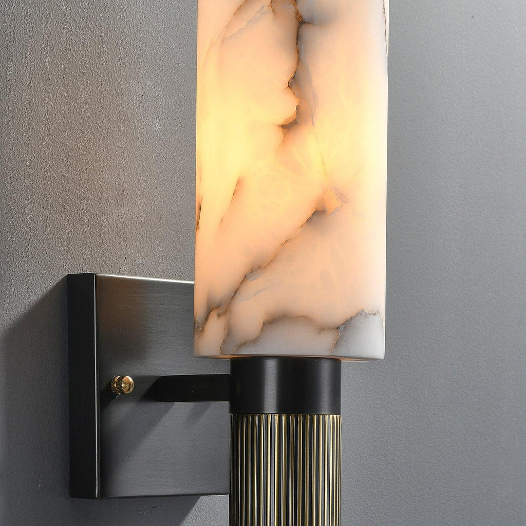 Eldric Alabaster Torch Wall Sconce, Blackened Brass, E14 Socket, LED or Edison Bulb