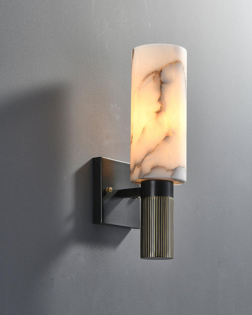 Eldric Alabaster Torch Wall Sconce, Blackened Brass, E14 Socket, LED or Edison Bulb