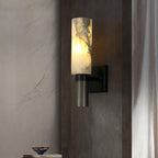 Eldric Alabaster Torch Wall Sconce, Blackened Brass, E14 Socket, LED or Edison Bulb