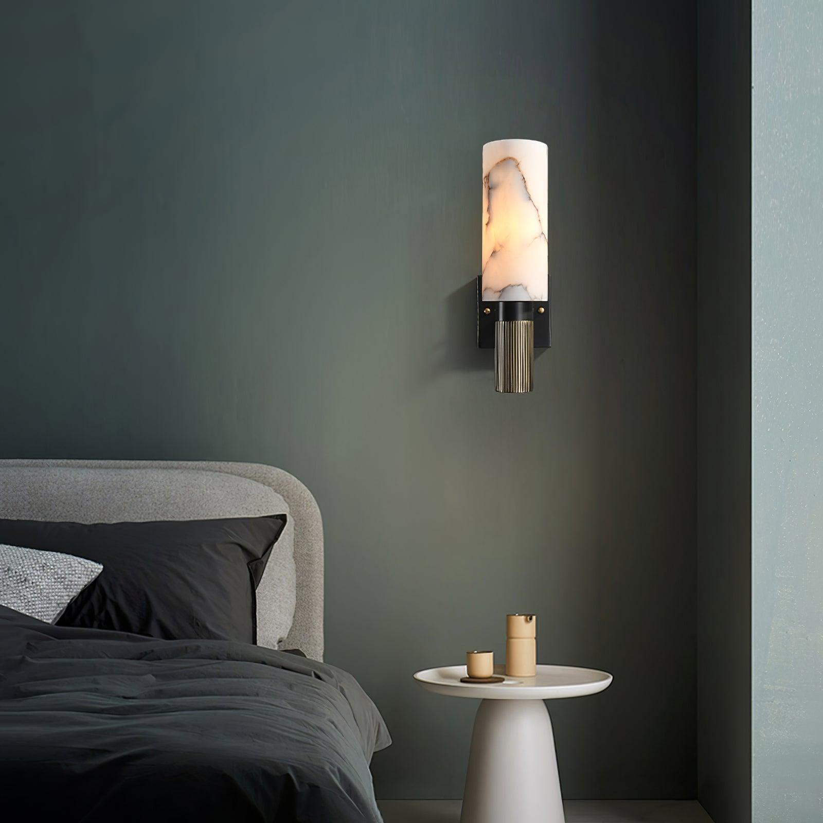 Eldric Alabaster Torch Wall Sconce, Blackened Brass, E14 Socket, LED or Edison Bulb
