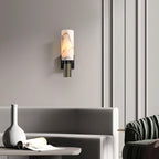 Eldric Alabaster Torch Wall Sconce, Blackened Brass, E14 Socket, LED or Edison Bulb