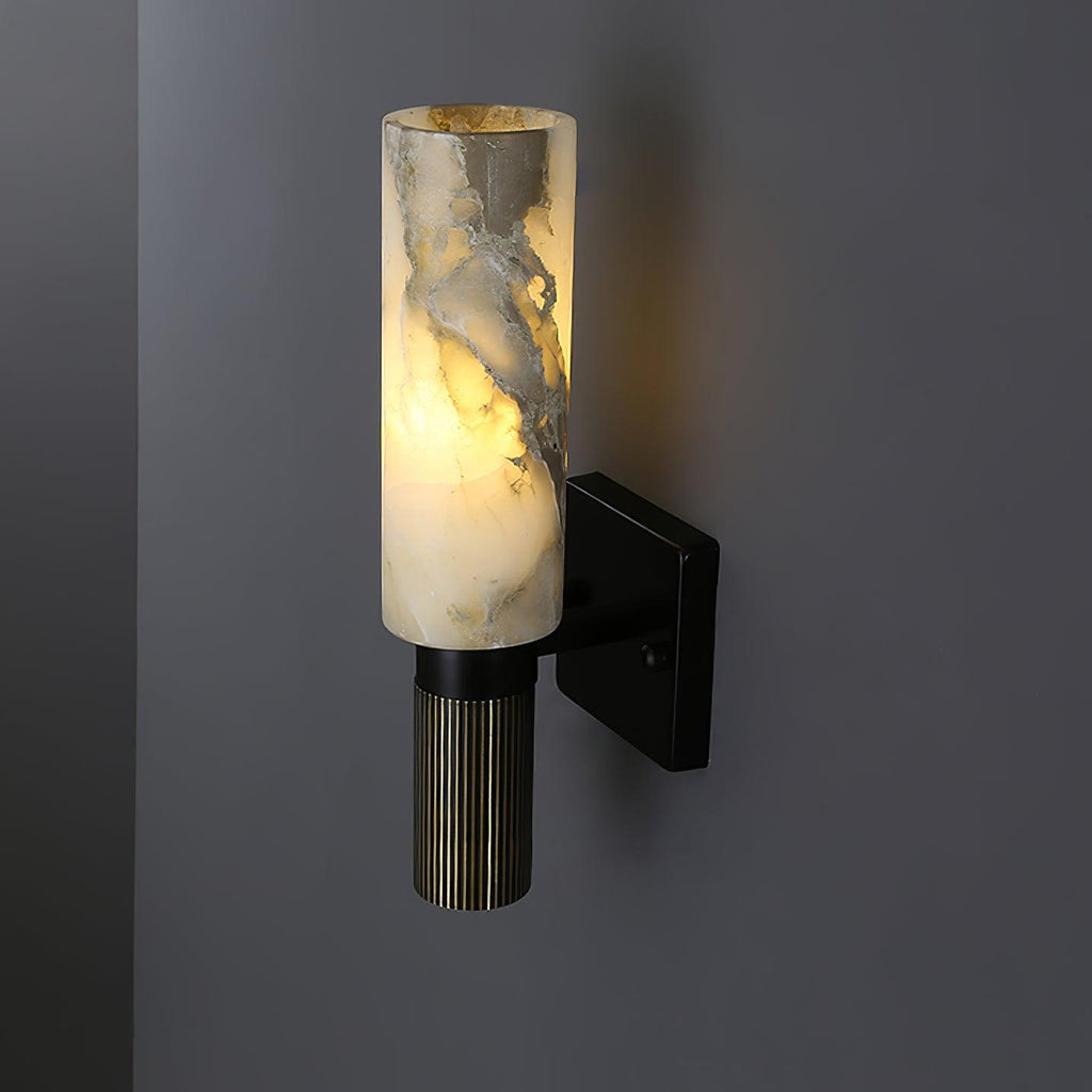 Eldric Alabaster Torch Wall Sconce, Blackened Brass, E14 Socket, LED or Edison Bulb