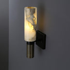 Eldric Alabaster Torch Wall Sconce, Blackened Brass, E14 Socket, LED or Edison Bulb
