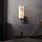 Eldric Alabaster Torch Wall Sconce, Blackened Brass, E14 Socket, LED or Edison Bulb