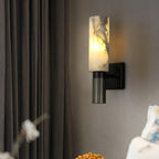 Eldric Alabaster Torch Wall Sconce, Blackened Brass, E14 Socket, LED or Edison Bulb