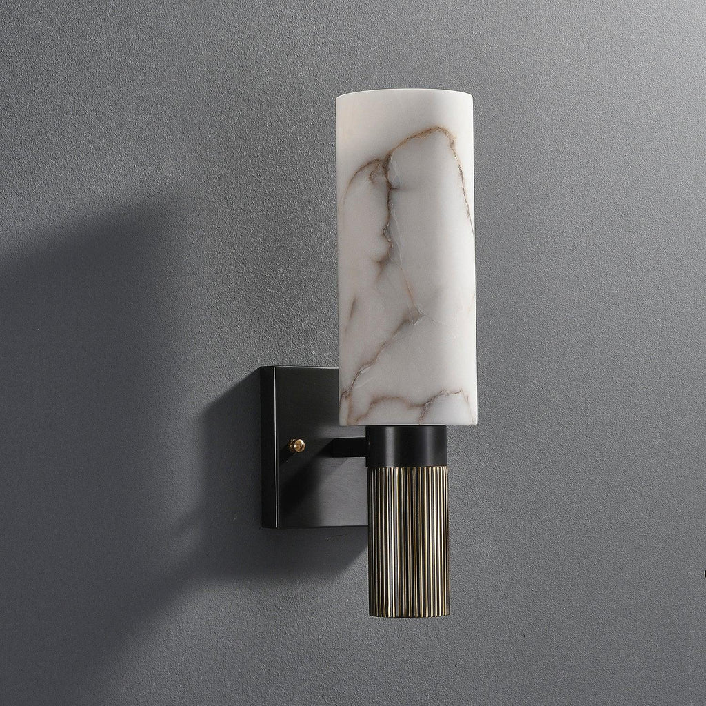 Eldric Alabaster Torch Wall Sconce, Blackened Brass, E14 Socket, LED or Edison Bulb