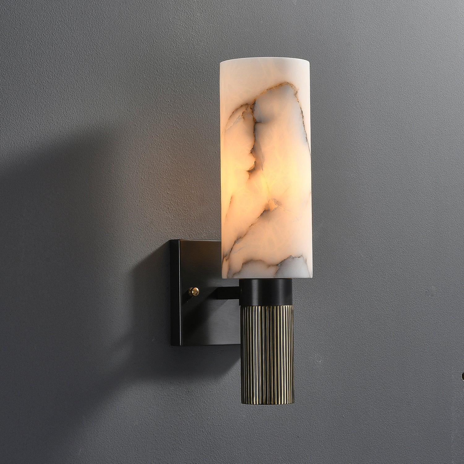 Eldric Alabaster Torch Wall Sconce, Blackened Brass, E14 Socket, LED or Edison Bulb
