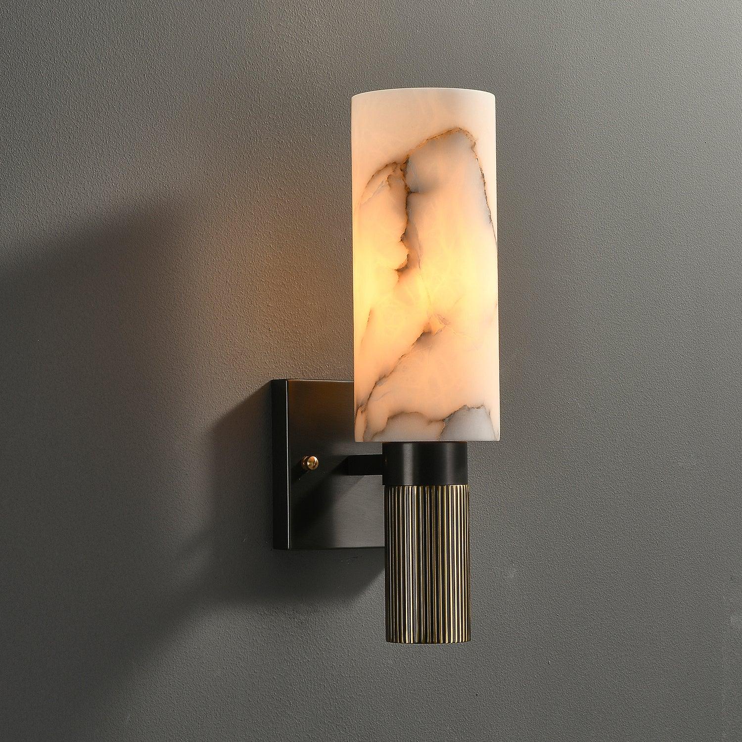 Eldric Alabaster Torch Wall Sconce, Blackened Brass, E14 Socket, LED or Edison Bulb