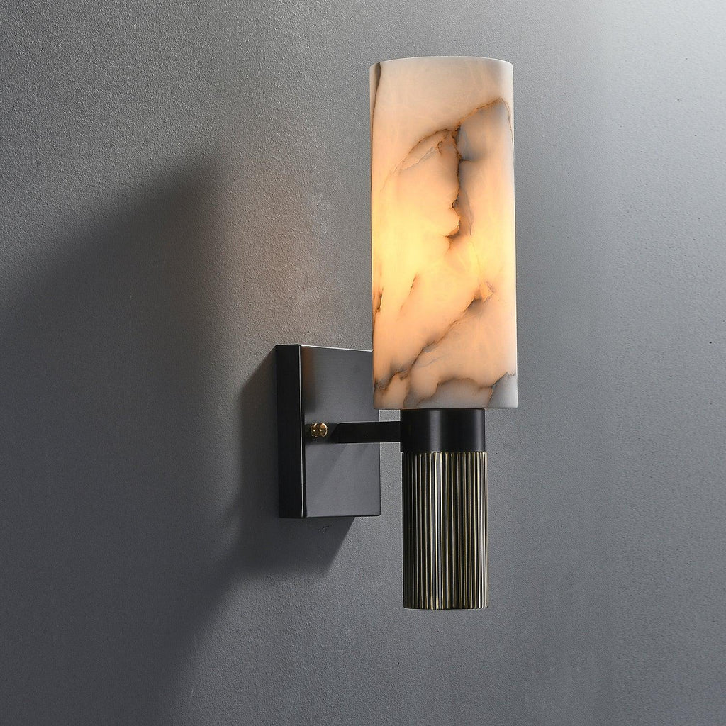 Eldric Alabaster Torch Wall Sconce, Blackened Brass, E14 Socket, LED or Edison Bulb