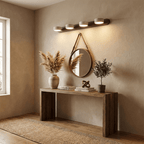 Travertine wall light close-up showing the natural stone texture