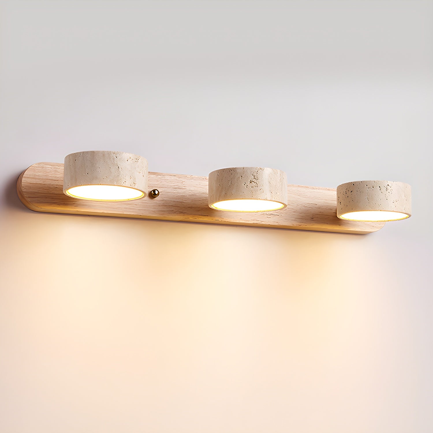 Travertine Wall Sconce, Ritta Wood-Trim Indoor Light