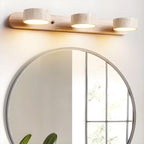 Travertine Duo Wall Light, Natural Stone Shades, Wood Frame, LED 3000K