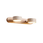 Travertine Duo Wall Light, Natural Stone Shades, Wood Frame, LED 3000K