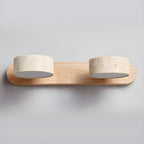 Travertine Duo Wall Light, Natural Stone Shades, Wood Frame, LED 3000K