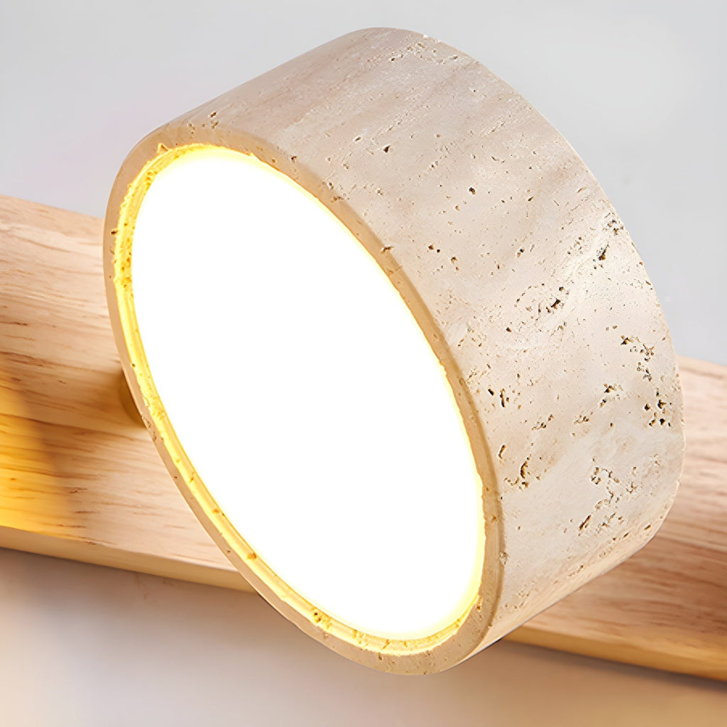 Travertine Wall Sconce, Ritta Wood-Trim Indoor Light