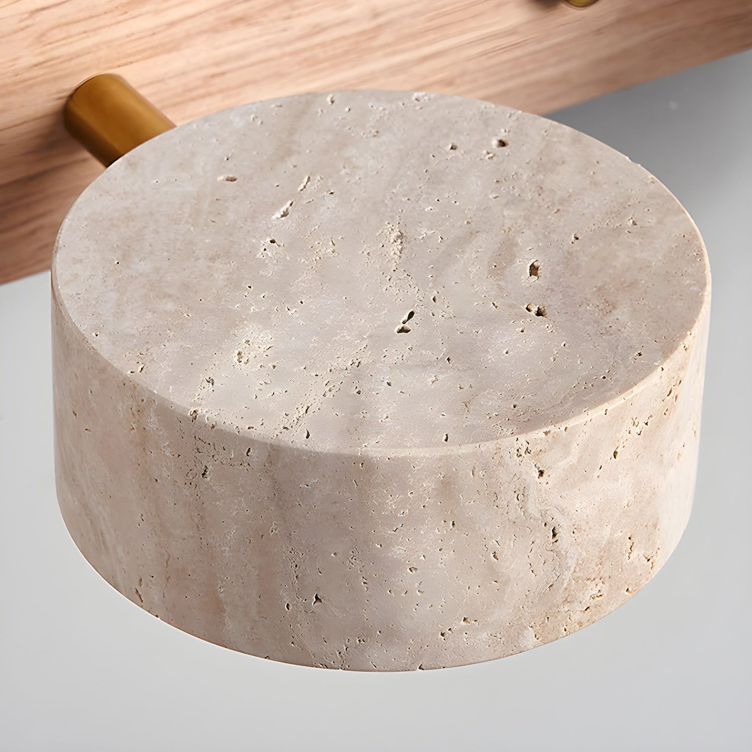 Travertine Wall Sconce, Ritta Wood-Trim Indoor Light