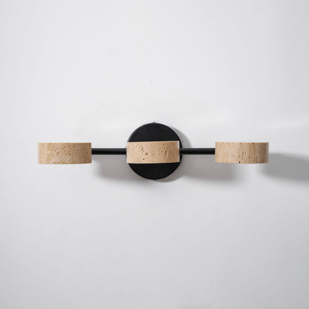 Travertine Vanity Wall Light, Multi-Head LED, Black Gold Or Walnut