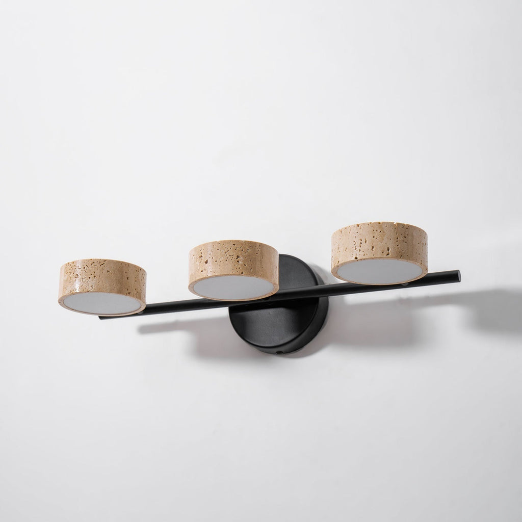 Travertine Vanity Wall Light, Multi-Head LED, Black Gold Or Walnut