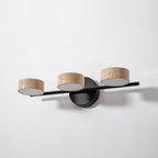 Travertine Vanity Wall Light, Multi-Head LED, Black Gold Or Walnut